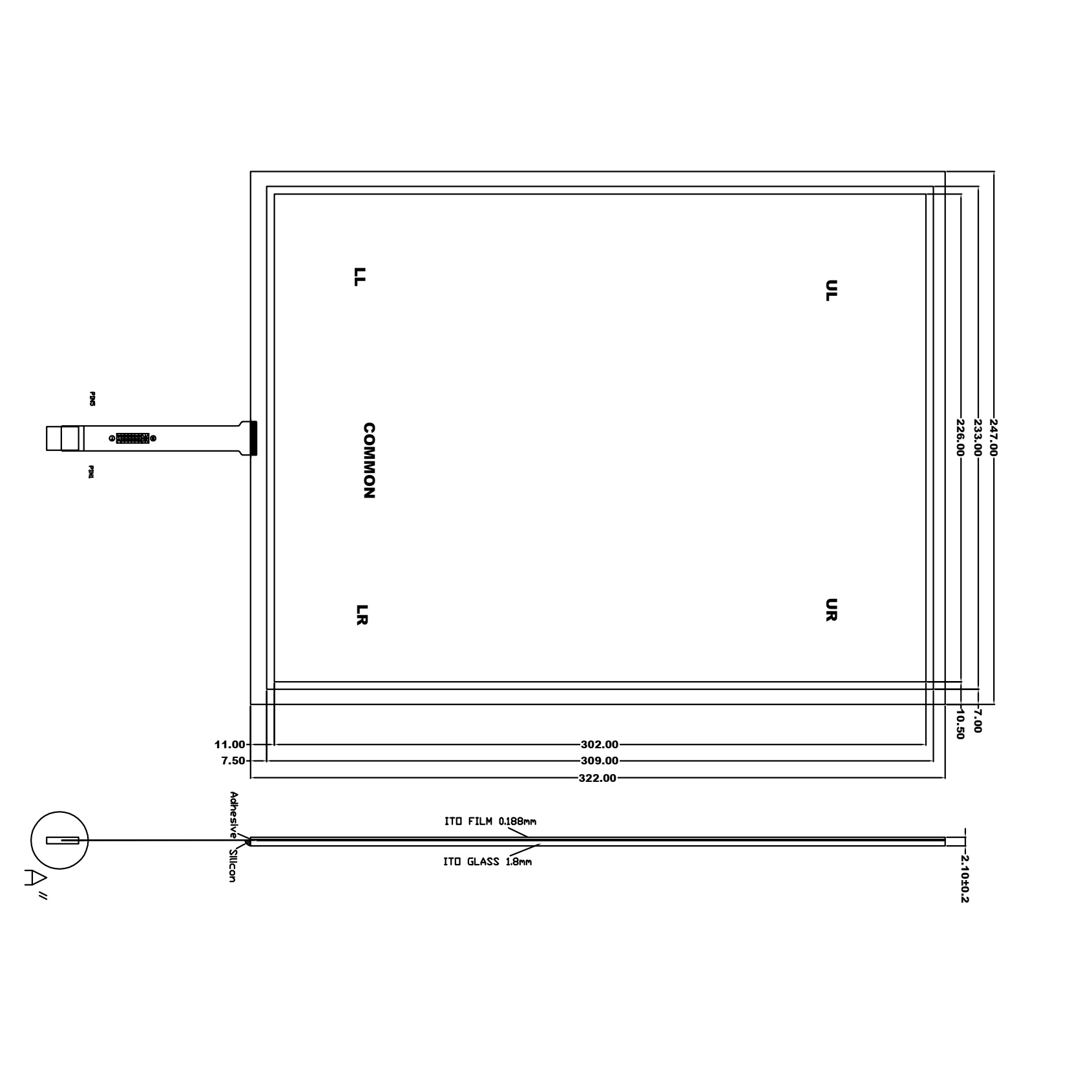 Резистивный сенсорный экран 15" ST-151003 с USB