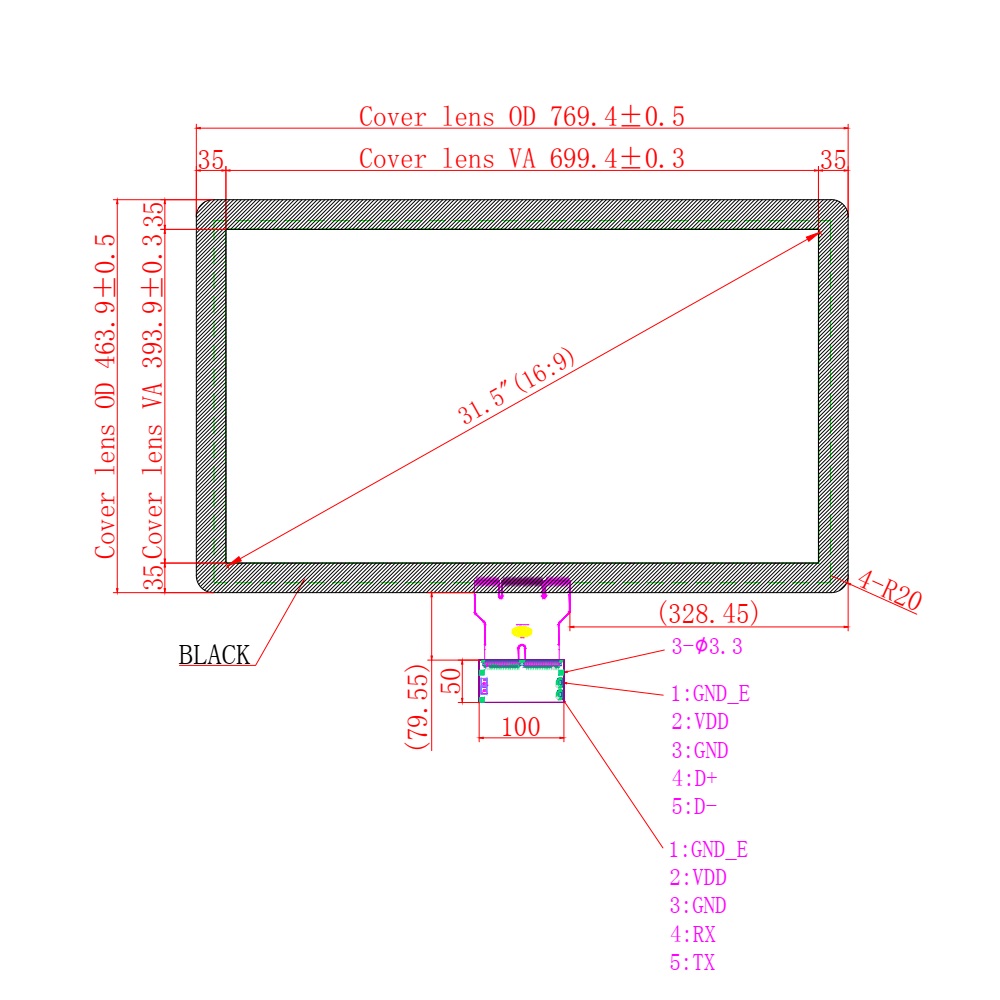 Ёмкостной сенсорный экран 31,5" EG31.5-A-1609V1 с USB
