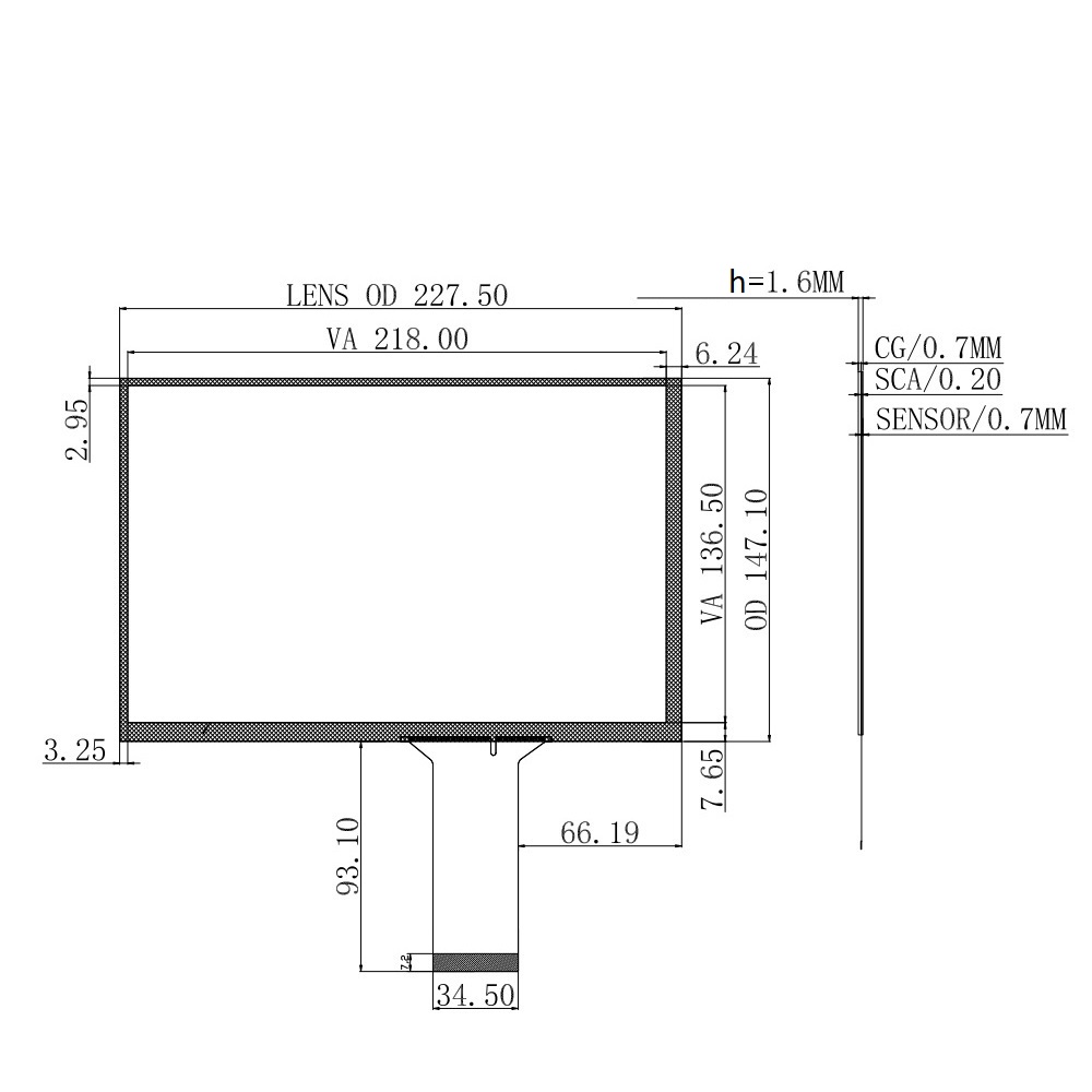 Ёмкостной сенсорный экран 10,1" PCAP-XG1011W0 с USB