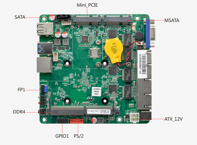 Сетевая материнская плата Nano-ITX с процессором STX-R41E (J4125)