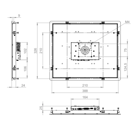 Встраиваемый сенсорный монитор 17" PF170SMK6-20HPG1-HDV