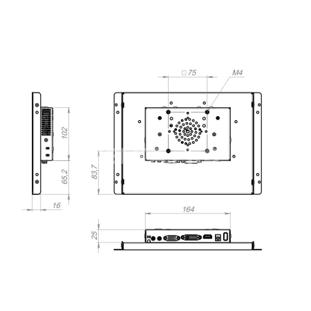 Встраиваемый сенсорный монитор 10,4" FS104SMK6-07HR41-HDV