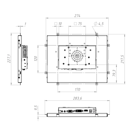 Встраиваемый сенсорный монитор 12,1" FL121SMK6-07HR41-HDV
