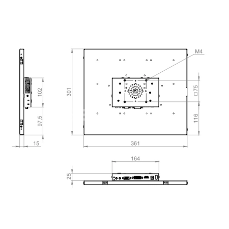 Встраиваемый сенсорный монитор 17" FL170SMK6-20SR41-HDV