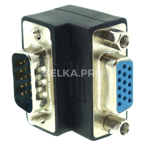 Переходник VGA (M) - VGA (F) угловой, прямое соединение