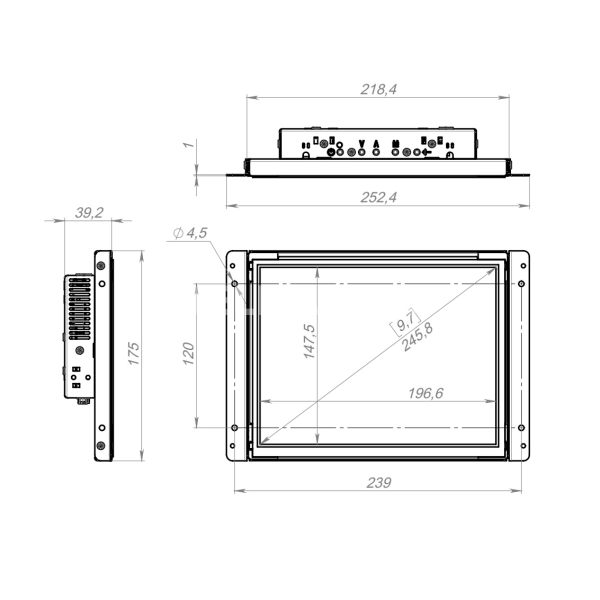 Встраиваемый сенсорный монитор 9,7" FS097SMK6-07UPS1-HDV