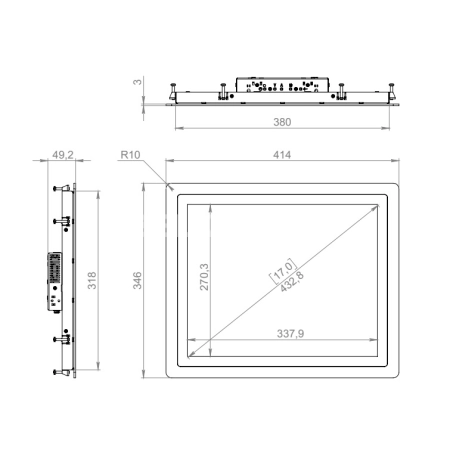 Встраиваемый сенсорный монитор 17" PF170SMK6-20HPG1-HDV