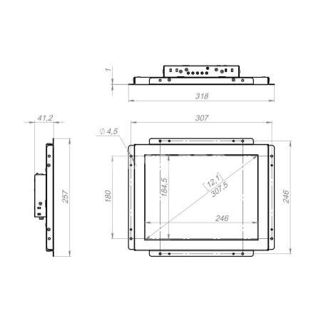 Сенсорный монитор 12,1" DN121SMK-07HPX1-HVA